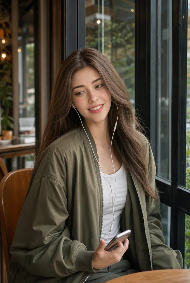 Café Window Korean Lifestyle Prompt — Candid Editorial Portrait