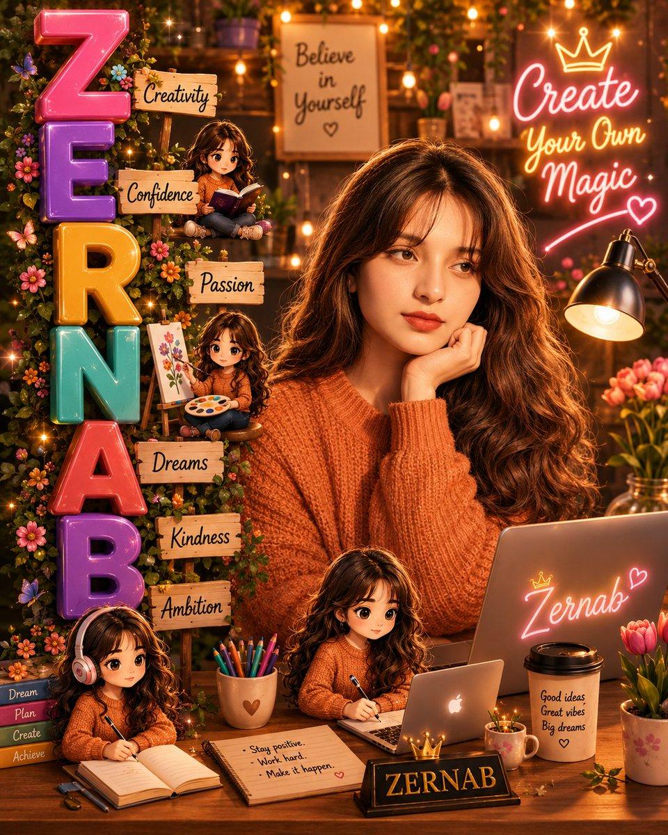 Cute 3D Name Art Prompt — Cozy Creator Studio Portrait
