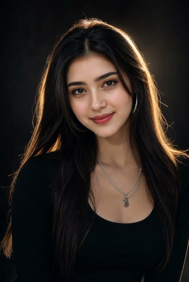 Dark Studio Rim Light Portrait Prompt — Cinematic Silver Jewelry — AI image generated with GPT Image 2