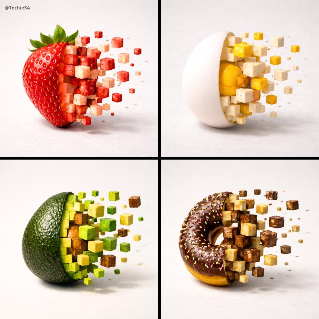 Photorealistic to 3D Pixel Art Food Transformation