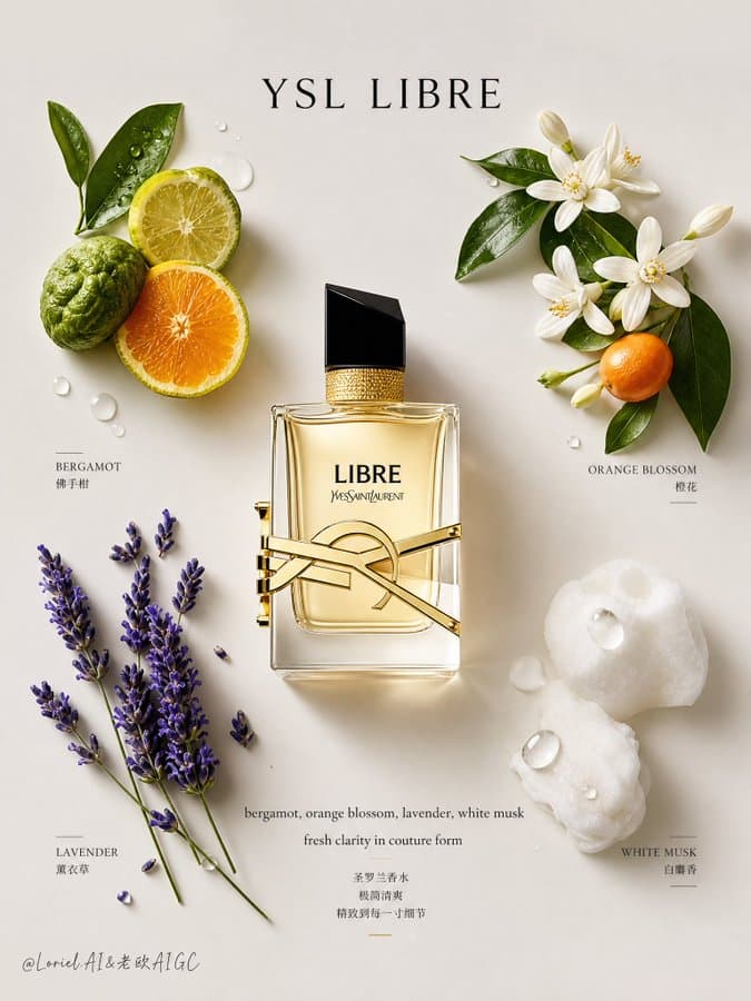 Guerlain Aqua Allegoria Perfume Prompt — Luxury Ingredient Board Ad