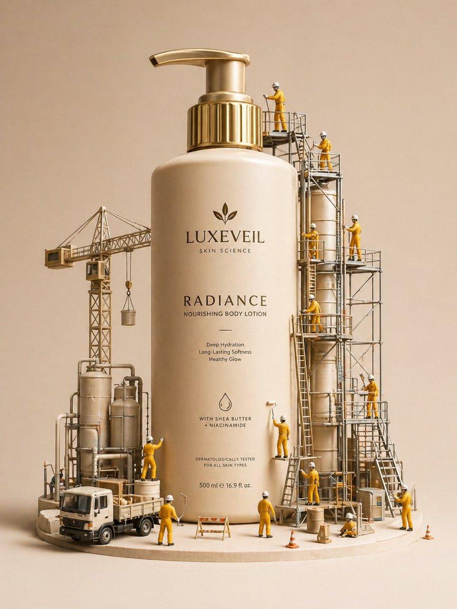 Miniature Diorama Luxury Skincare Ad — Tilt-Shift Product Photography