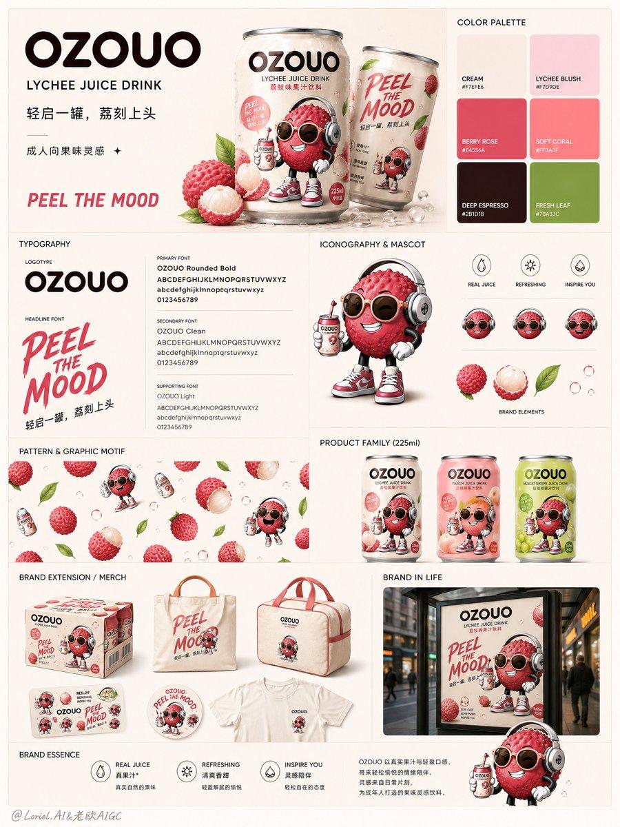 OZOUO Brand Identity System Prompt — Visual Guideline Poster — AI image generated with GPT Image 2