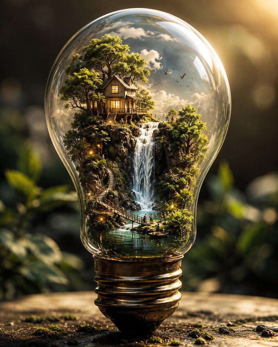 Edison Bulb Miniature World Prompt — Hyperrealistic Macro Fantasy Scene — AI image generated with GPT Image 2