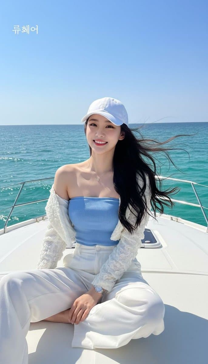 Luxury Yacht Bow Portrait Prompt — Low-Angle East Asian Editorial